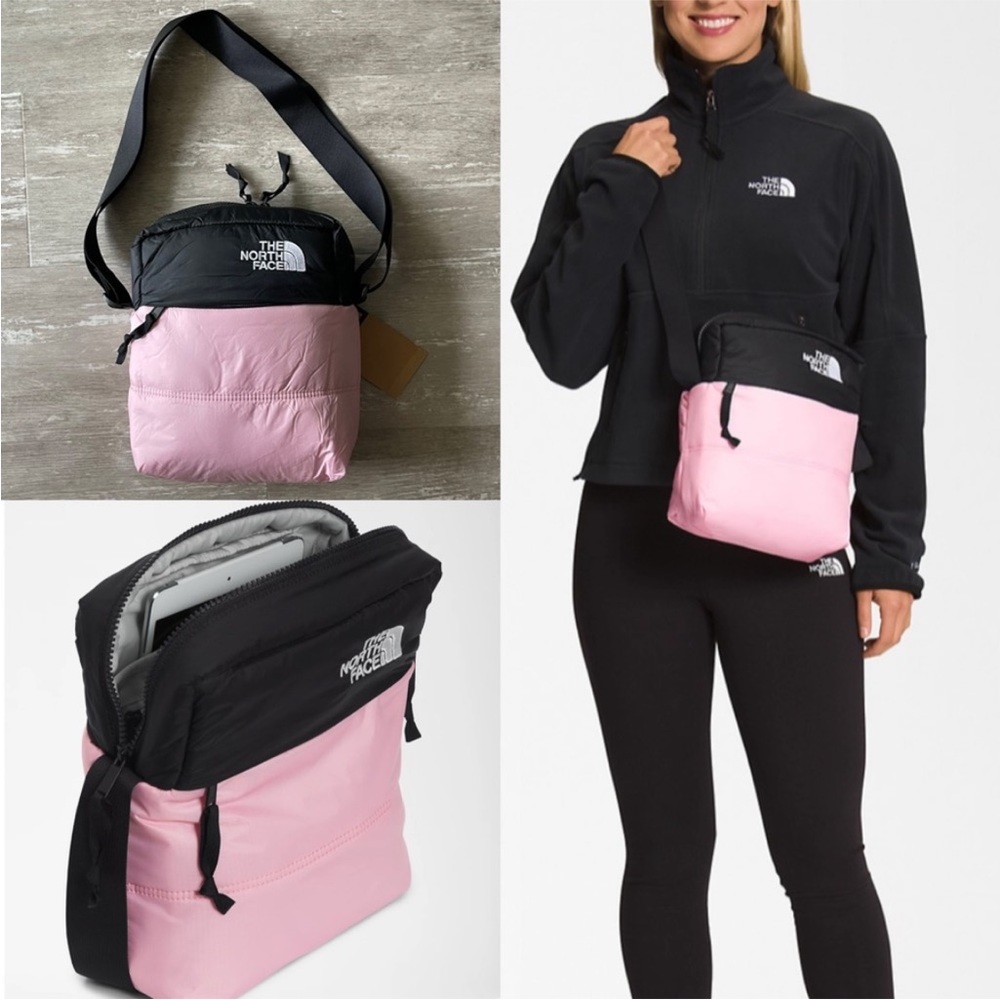 NWT The North Face Nuptse Crossbody Bag, Pink/ Black
